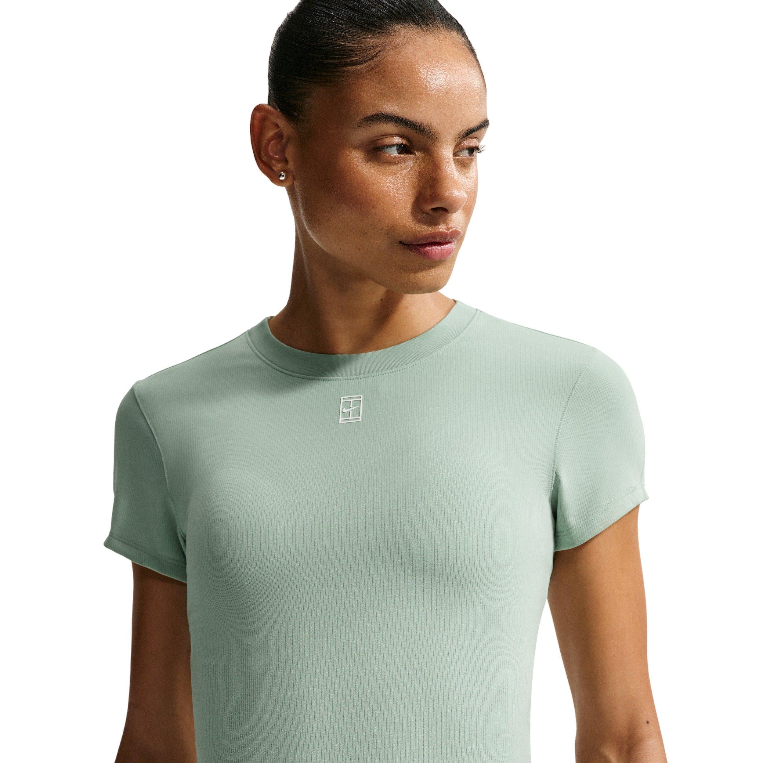 Nike Women's Court Advantage Dri-FIT Short-Sleeve Tennis Top - STEAM GREEN/WHITE